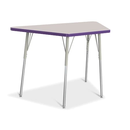 Jonti-Craft Berries Trapezoid Activity Tables, 24 in. x 48 in., A-height, Freckled Gray/Purple/Gray 6438JCA004